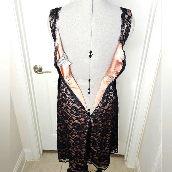 Classy Eliza J New York Black Lace & Nude Champagne Elegant Lady Cocktail Dress - Picture 13 of 15